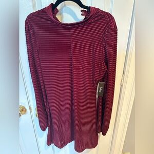 NWT Lulus Chic Burgundy Striped Velvet Balloon Sleeve Dress